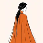 burnt orange capelet with tassled edges image